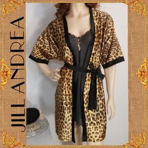 VINTAGE Jill Andrea Cheetah BabyDoll Nightie/ Robe